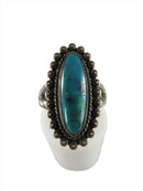 ld Southwestern Bell Trading Post Silver Copper Silver Turquoise Ring Ball Wire Rope Surround 5.75