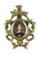 Antique Florentine Portrait Miniature of Raphael Sanzio Porcelain Plaque Hand Carved Gilded Frame product image for Just Stuff I Sell, clear front view, neutral background, original listing photo, optimized descriptive alt text, centered composition