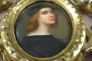 Antique Florentine Portrait Miniature of Raphael Sanzio Porcelain Plaque Hand Carved Gilded Frame product image for Just Stuff I Sell, clear front view, neutral background, original listing photo, optimized descriptive alt text, centered composition variant 3