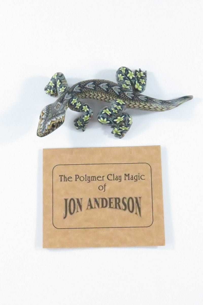2004 Fimo Creations Jon Anderson Polymer Clay Gecko Figure 4"