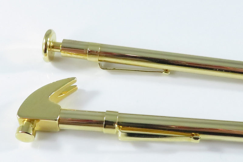 Vintage Gold Tone Hammer and Nail Pen Set Perfect for the Carpenter