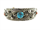 Beautiful Sterling Silver Turquoise & Coral Navajo Henry Addikie Cuff