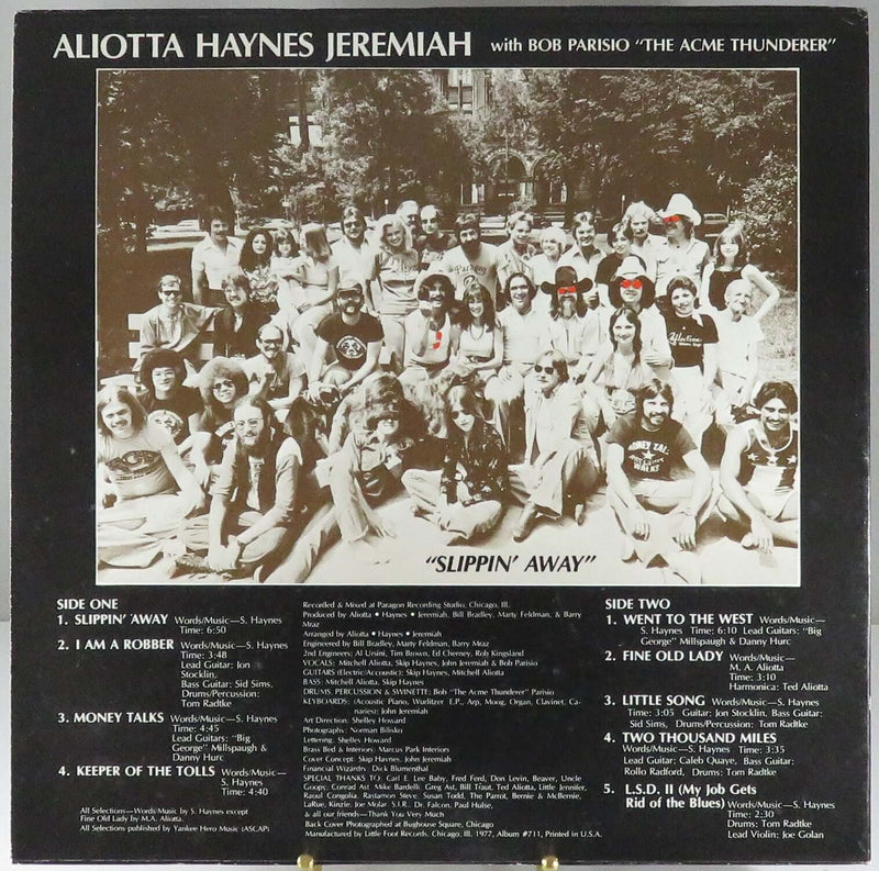Aliotta Haynes Jeremiah Slippin' Away 1977 Little Foot Records LF 711 Vinyl LP