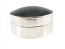 1919 Sterling Silver Moss Agate Levi & Salaman Round Trinket Box, Mint Box, Pill Box