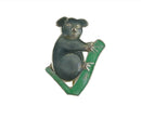 Vintage Chinese Export Enameled Panda Bear on Bamboo Shoot Green Gray Silver — Silver, Enamel — front view