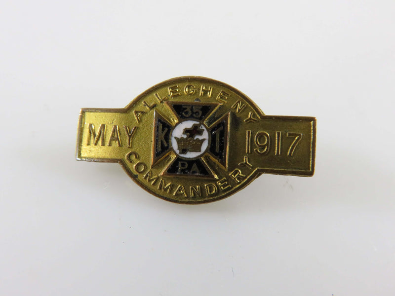 1917 Allegheny Commandery No. 35 Knights Templar Allegheny PA Antique Enamel Pin