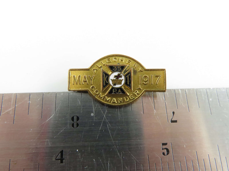 1917 Allegheny Commandery No. 35 Knights Templar Allegheny PA Antique Enamel Pin