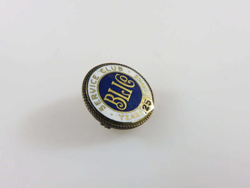 Vintage Bli Co Service Club 25 Years Service Gold Gilt Lapel Pin