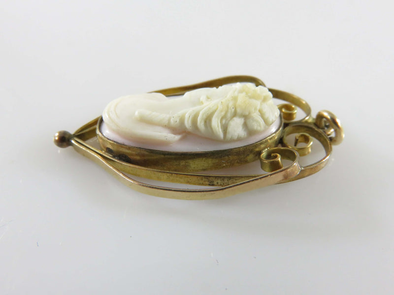 Circa 1940's Twisted Wire Gold Filled Carved Cameo pendant