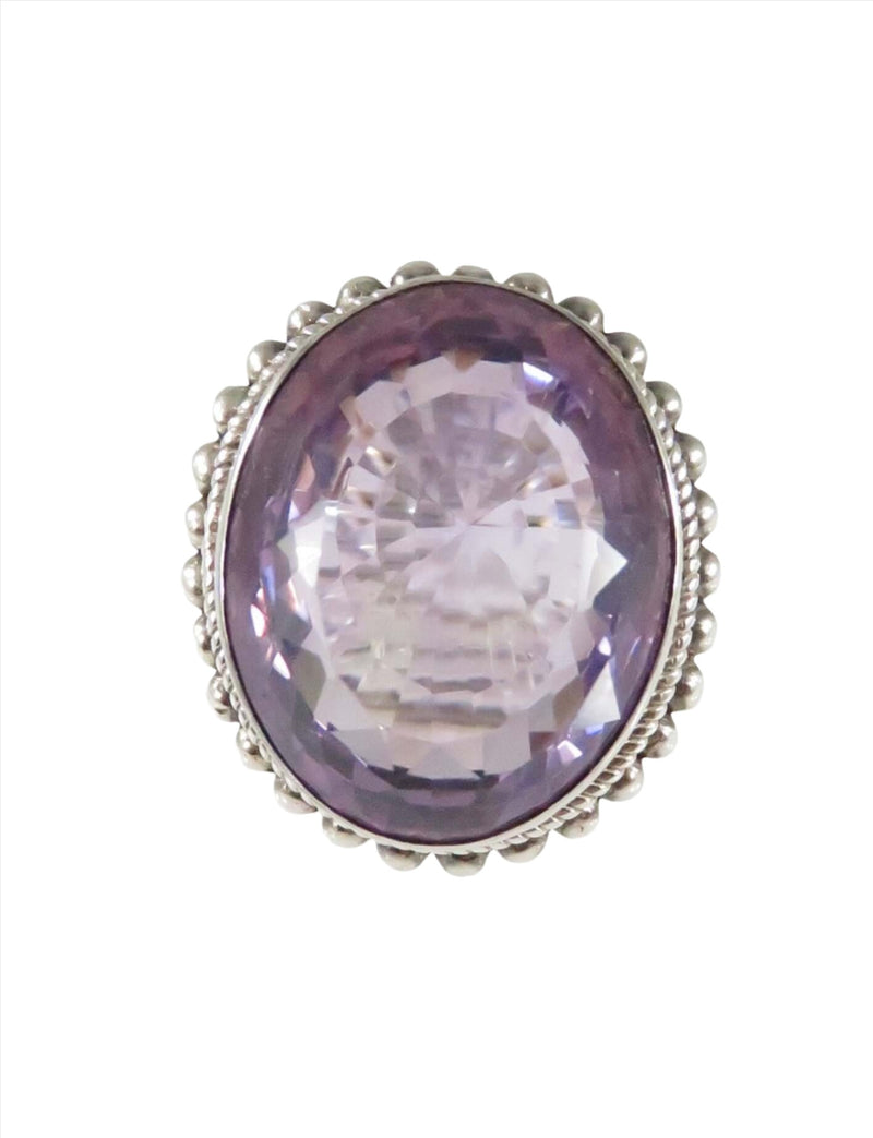 Large Haute Couture 30 Carat Lavender Amethyst Sterling Silver Cocktail Ring Size 10.25