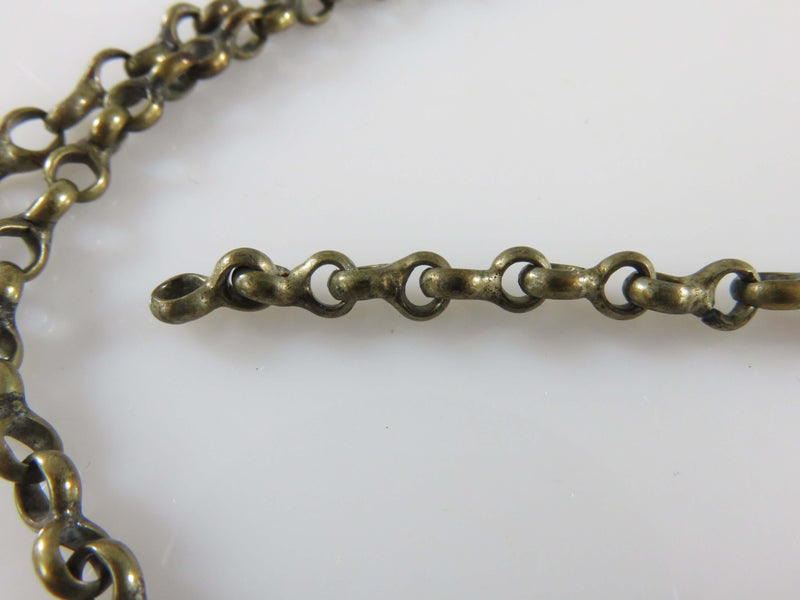 Antique 27" Soldered Double Rolo Brass Link Chain Necklace 3.98mm