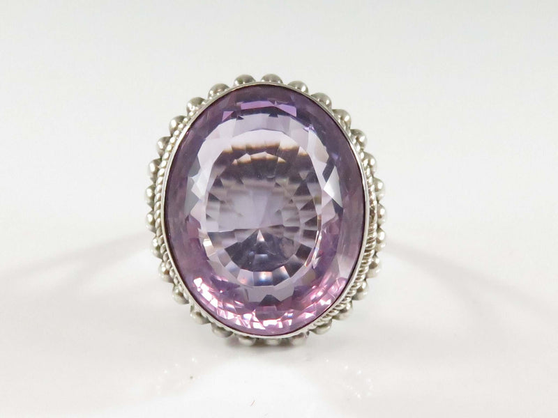 Large Haute Couture 30 Carat Lavender Amethyst Sterling Silver Cocktail Ring Size 10.25