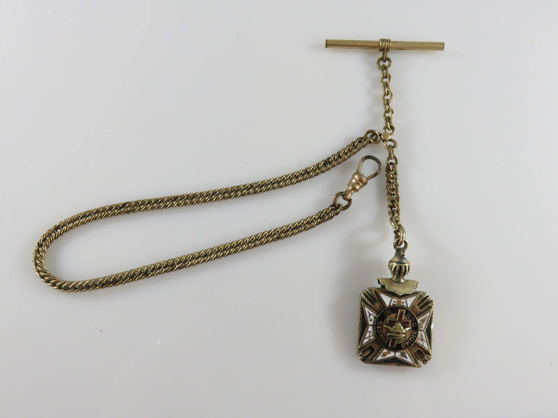 Antique Freemason Knights Templar Pocket Watch ED FOB & Chain Assembly