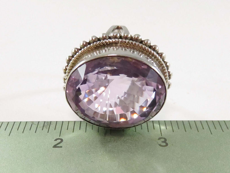Large Haute Couture 30 Carat Lavender Amethyst Sterling Silver Cocktail Ring Size 10.25