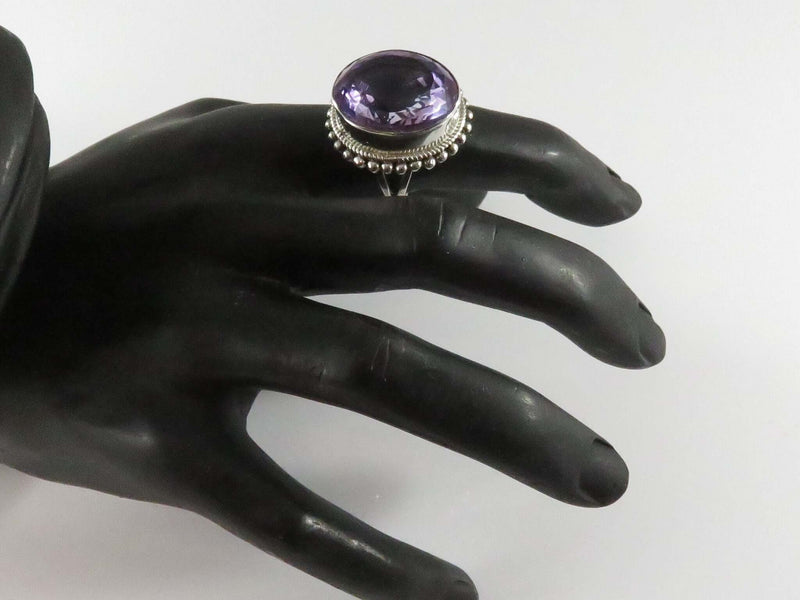 Large Haute Couture 30 Carat Lavender Amethyst Sterling Silver Cocktail Ring Size 10.25