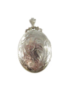 Ladye Fayre Sterling Silver Photo Locket Keepsake Floral Design 925 Silver — Sterling Silver, Silver — front view