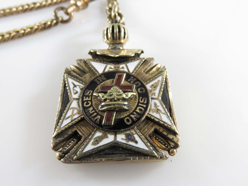 Antique Freemason Knights Templar Pocket Watch ED FOB & Chain Assembly