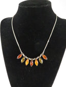 Sterling Silver Multi Colored Amber Choker Bib Style Necklace 16" Curb Chain product image for Just Stuff I Sell, clear front view, neutral background, original listing photo, optimized descriptive alt text, centered composition