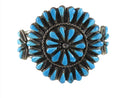 Vintage Southwestern Needlepoint Rough Cut Turquoise & Sterling Cuff Bracelet
