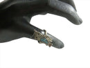 Circa 1975 Navajo Sterling Owl Ring Crushed Turquoise & Coral Inlay Size 5 1/2