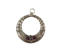 Sterling Silver and Deep Red Garnet Hoop Pendant Southwesters 1 1/2" — Jewelry & Watches:Fine Jewelry:Fine Necklaces & Pendan