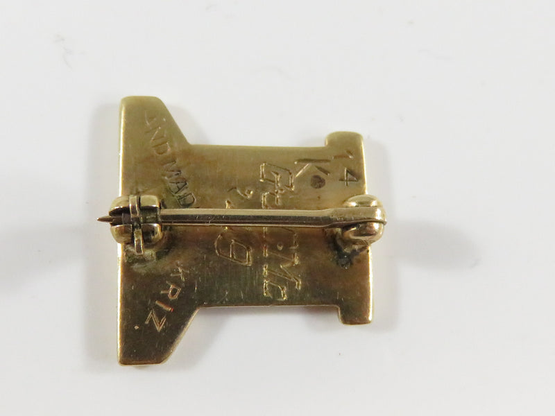 Vintage 1949 14K 3.2g Gold Pin Handmade by Kriz Roof Chimey BSC - Signed G.J.C.Mc