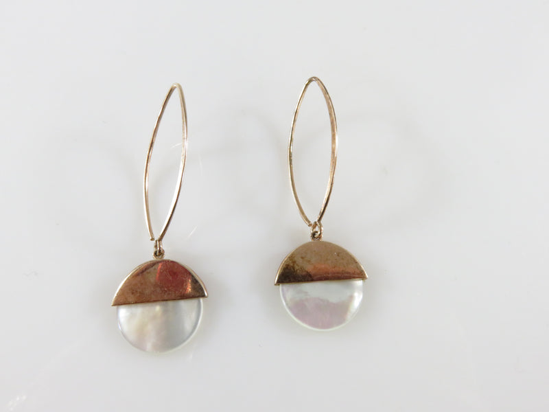 Rose Gold Plated Sterling Silver Mother of Pearl Dangle Earrings Dyadema