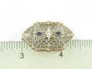 Lovely 14K Art Deco White Gold Diamond & Sapphire Pierced Filigree Brooch 1 3/8" x 7/8" product image for Just Stuff I Sell, clear front view, neutral background, original listing photo, optimized descriptive alt text, centered composition variant 6