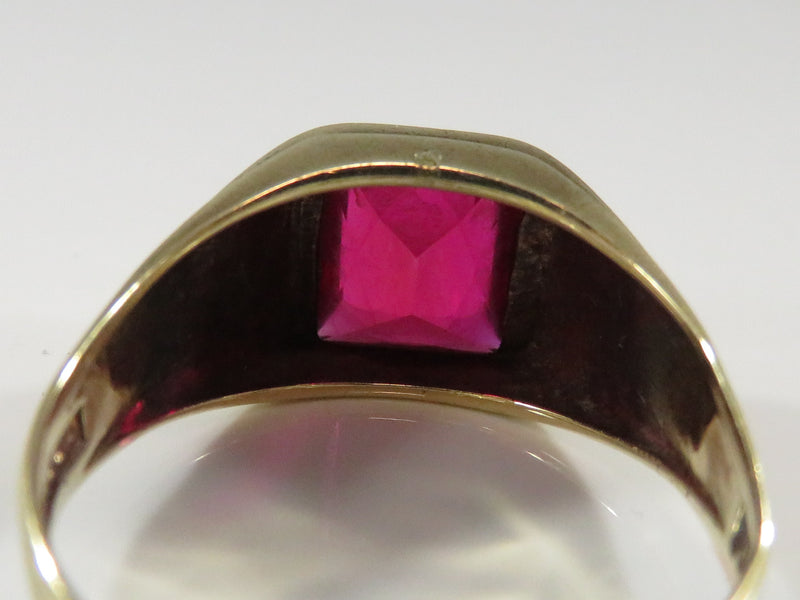 Vintage Men's 10K Yellow Gold Ruby Pinky Solitaire Ring for Repair Size 10.5