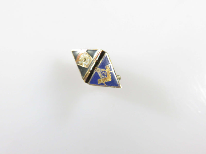 Antique 10K Folding 32nd Degree Enamel Triangular Lapel Pin Rare Lapel Pin