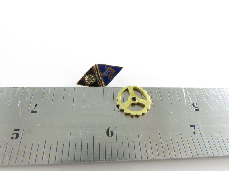 Antique 10K Folding 32nd Degree Enamel Triangular Lapel Pin Rare Lapel Pin