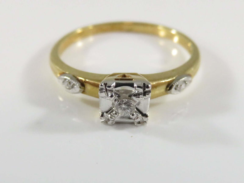 Affordable Diamond Engagement  Promise Ring 14K Yellow Gold Illusion Setting Siz