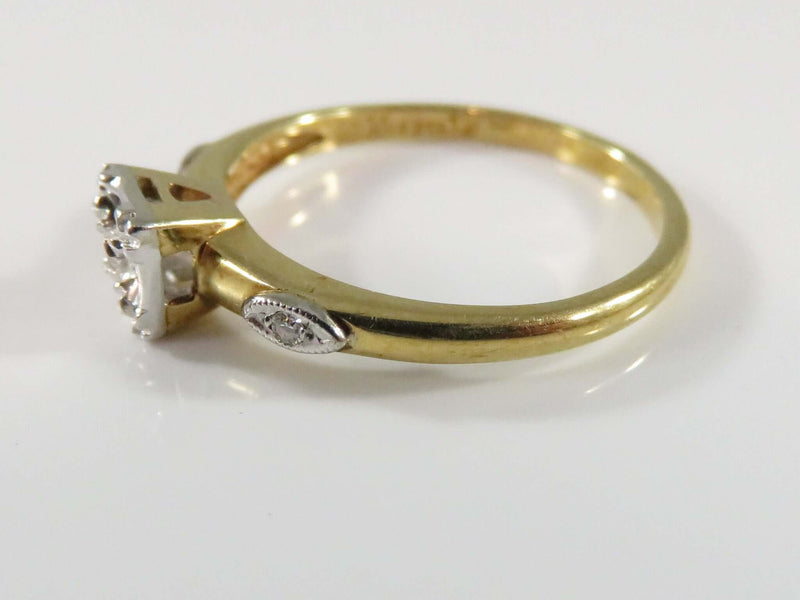 Affordable Diamond Engagement  Promise Ring 14K Yellow Gold Illusion Setting Size 6.25