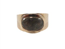 c1800 9K Gold Hair Mourning Memento Ring Size 11.5 With Crystal Cover Woven Brown hair — Brooches • Gold, Rose Gold — front v