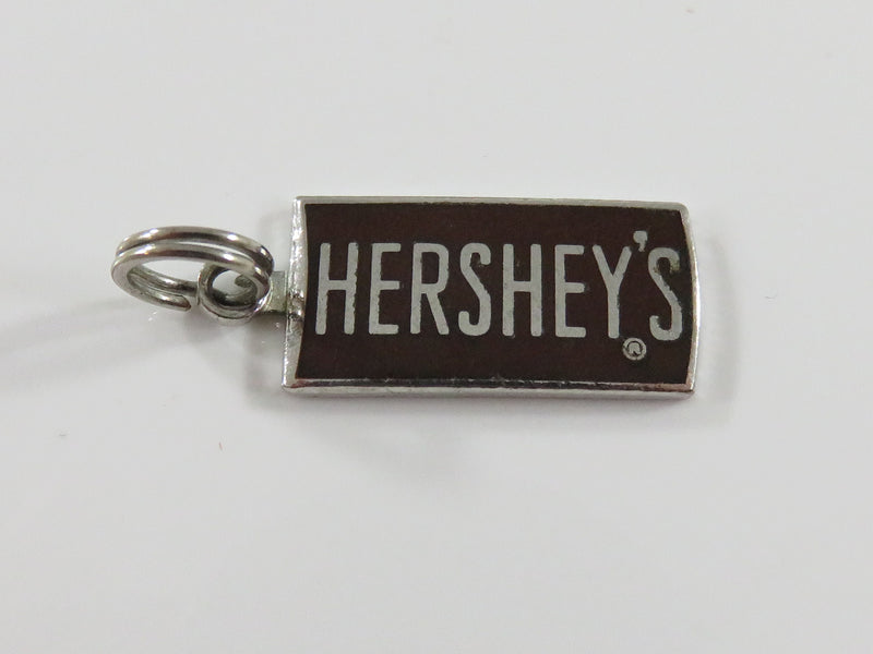 Vintage Hershey's Candy Bar Silver Enamel Metal Charm