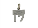 Vintage Happy 17th Birthday Wells Sterling Silver Charm — Sterling Silver, Silver — front view