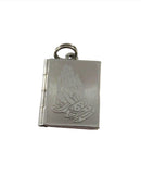 Vintage Lords Prayer Silver Rhodium Over Unknown Metal Charm Locket — Sterling Silver, Silver — front view