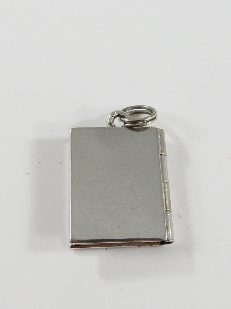 Vintage Lords Prayer Silver Rhodium Over Unknown Metal Charm Locket