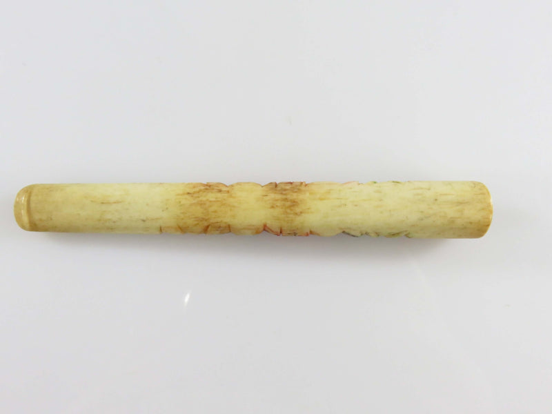 Antique Alaskan Inuit Eskimo Style Painted Scrimshaw Totem Pole Cigarette Tip Holder
