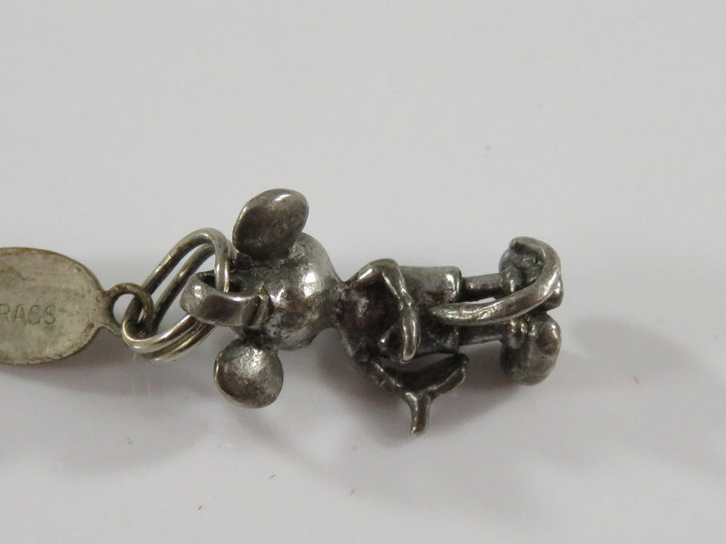 Vintage Mickey Mouse Sterling Silver Charm With Walt Disney Prod Tag