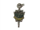 Vintage Green Yellow Enameled Somerset County Community College Charm Pendant — Sterling Silver, Silver — front view