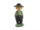 Antique Cast Iron Amish Boy Green Black Clothing 2 1/2" Tall