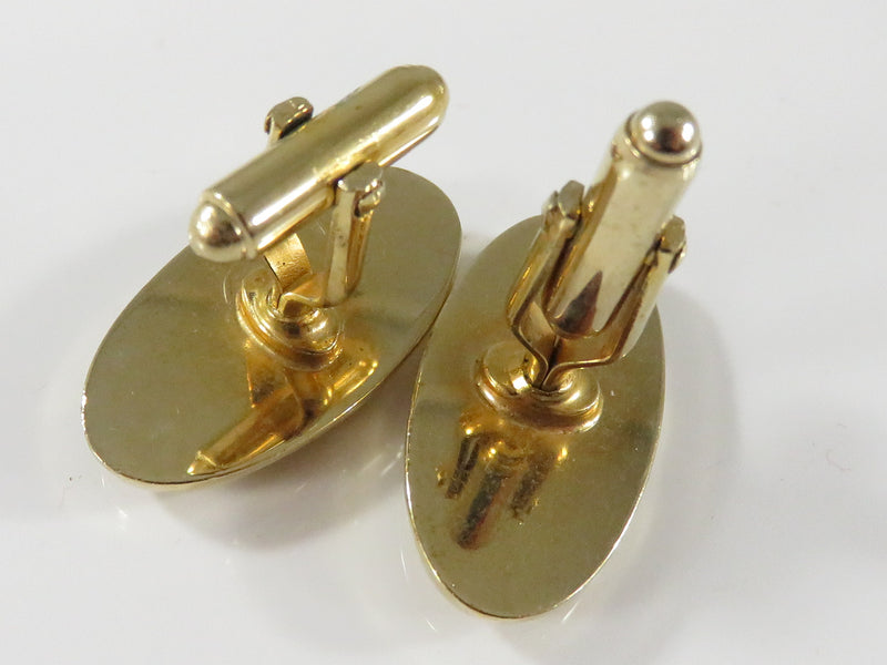 Vintage Oval Bass Fishing Themed Gilded Toggle Cufflinks Fine Condition