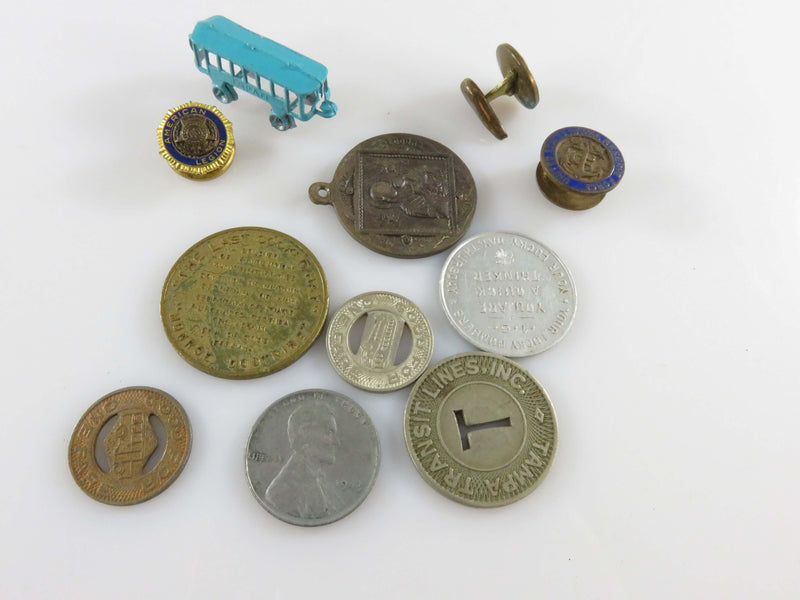 Eclectic Mix Pressed Metal, Tokens & Medal from Various Areas