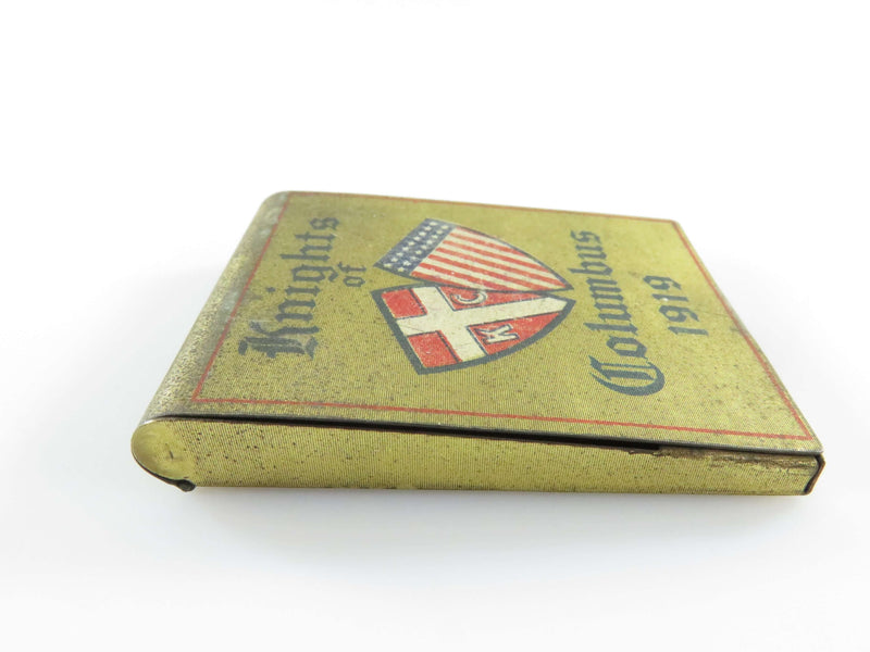 1919 Knights of Columbus Brushed metal Red White Blue Matchbook Holder