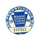 1946 Pennsylvania Resident Citizen's Fishing License Number 187312 Union Made — front view