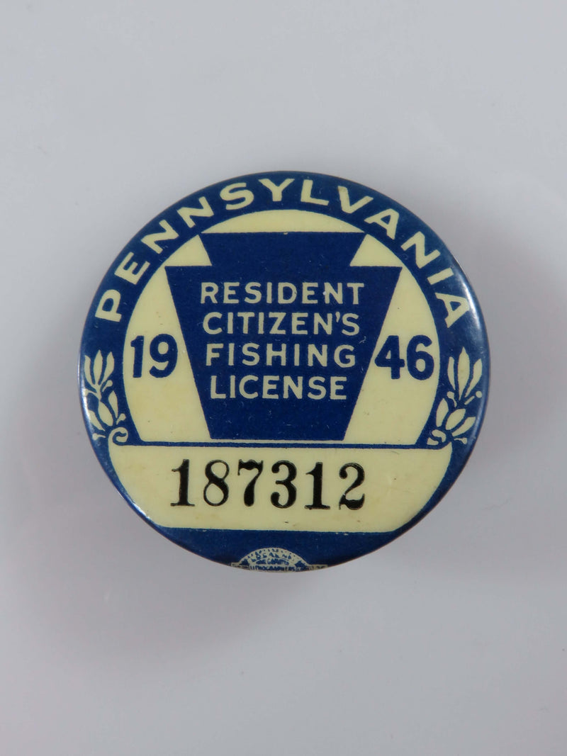 1946 Pennsylvania Resident Citizen's Fishing License Number 187312 Union Made