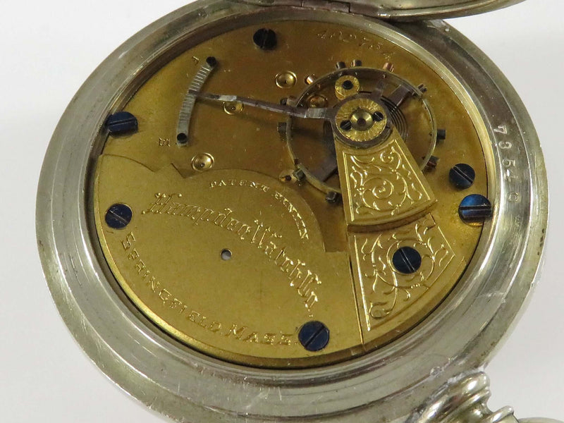 c1887 Hampden Watch Co 18s Pocket Watch 7 Jewel Model 3 Grade Springfield Open Face