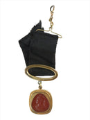 Antique Pocket Watch Glass Orange Roman Soldier FOB for Use Repurpose