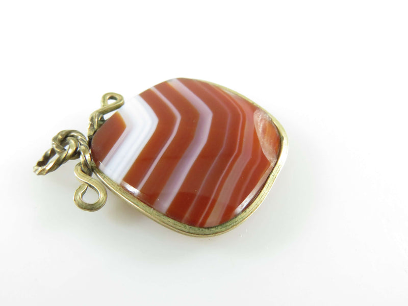 Antique Pocket Watch Glass Burnt Orange Agate Chipped FOB for Use Repurpose